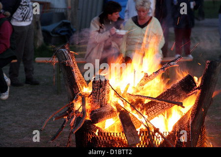 Seeburg, Allemagne, Pâques le feu sur un cheval Banque D'Images