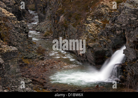 / Storulfossen Bruresløret, cascade dans le magasin Ula River, Rondane National Park, Dovre, Norvège Banque D'Images