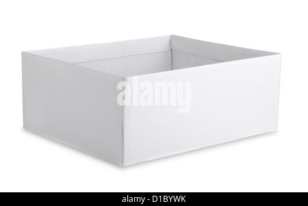 Ouvrez le carton boîte blanche isolated on white Banque D'Images