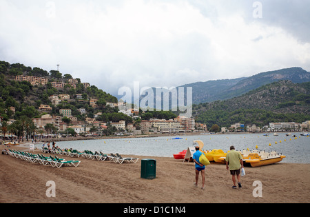 Port de Soller, Majorque, Espagne, Platja des Traves, la plage de Port de Soller Banque D'Images