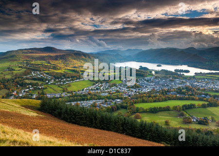 Voir plus de Keswick et Derwent Water de Latrigg sommet, Parc National de Lake District. Banque D'Images