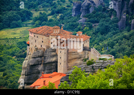 Monastère de Roussanou Monastères des Météores à Trikala, région de la Grèce. Banque D'Images