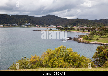 Vue de la Paihia Waitangi Treaty Grounds, île du nord, en Nouvelle-Zélande. Banque D'Images