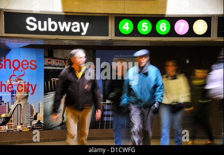 42 e Rue, Grand Central Terminal, numer 7 Metro, Manhattan, New York City, USA Banque D'Images