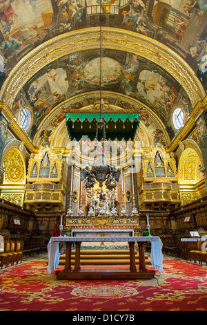 L'intérieur de la co-cathédrale Saint-Jean à La Valette, Malte, Europe Banque D'Images