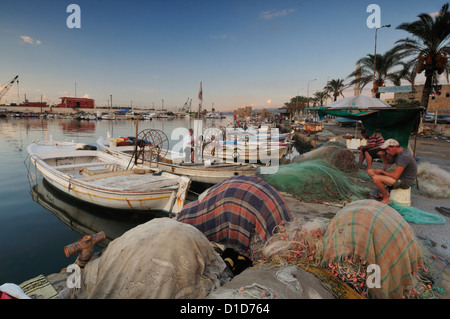 Les navires de pêche dans le port de Sidon/ Sida, au Sud Liban Banque D'Images