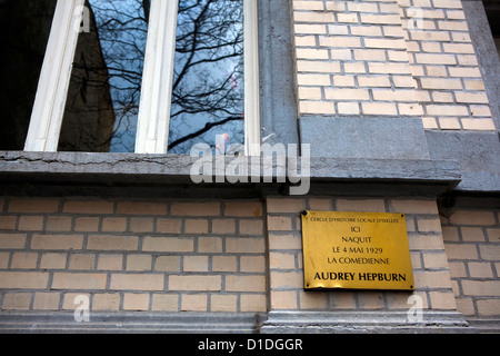 Lieu de naissance de l'acteur humanitaire et Audrey Hepburn, 48 Rue Keyenveld, Ixelles Bruxelles. Banque D'Images