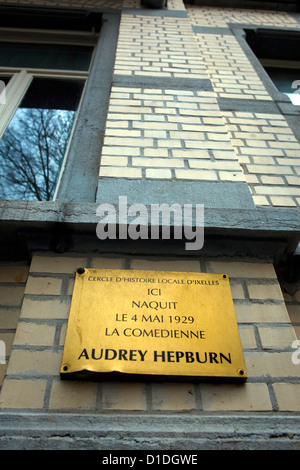 Lieu de naissance de l'acteur humanitaire et Audrey Hepburn, 48 Rue Keyenveld, Ixelles Bruxelles. Banque D'Images