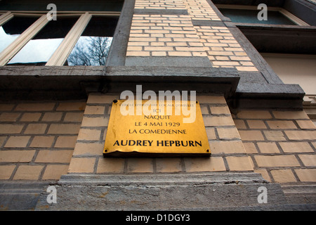 Lieu de naissance de l'acteur humanitaire et Audrey Hepburn, 48 Rue Keyenveld, Ixelles Bruxelles. Banque D'Images