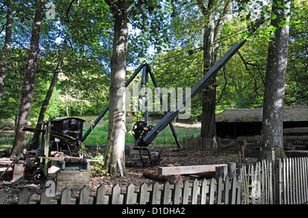 Bois à main et grue woodyard. Weald et Downland Open Air Museum. Banque D'Images