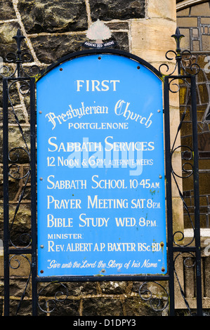 Affiche à l'extérieur de First Presbyterian Church, Portglenone, comté d'Antrim Banque D'Images