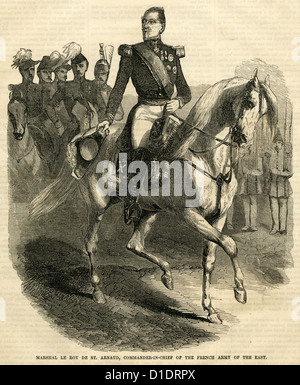 1854 gravure, Prévôt Le Roy de St Arnaud, commandant en chef de l'armée française dans l'Est. Banque D'Images