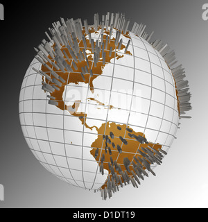 Planète couverte d'édifices patrimoniaux et gratte-ciel Banque D'Images