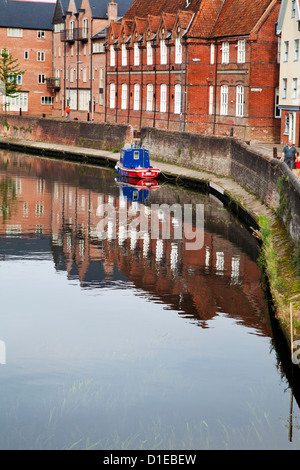 Quayside et la rivière Wensum, Norwich, Norfolk, Angleterre, Royaume-Uni, Europe Banque D'Images