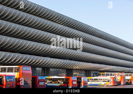 L'emblématique des années 60, Preston béton Station de bus qui est menacé d'être démoli par le conseil. Banque D'Images