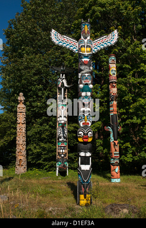 Totem, le parc Stanley, Vancouver, Colombie-Britannique, Canada. Banque D'Images