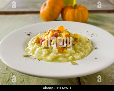 Roast Pumkin & Bacon le Risotto safran Banque D'Images