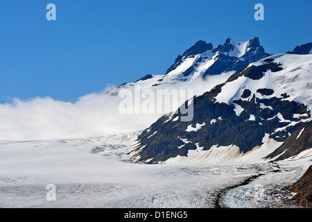 Les sommets des montagnes enneigées qui contiennent la partie droite de la Glacier Salmon dans le nord de la Colombie-Britannique. Banque D'Images
