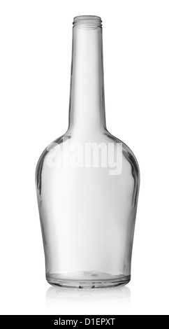 Bouteille de cognac vide isolé sur fond blanc Banque D'Images