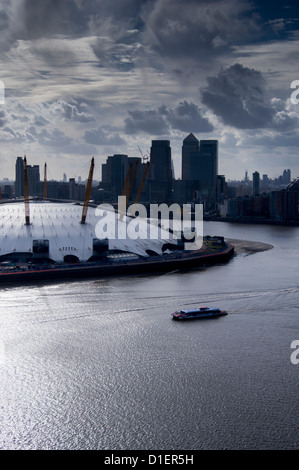 Millennium Dome et Canary Wharf, Londres, Angleterre, Grande-Bretagne, Europe Banque D'Images