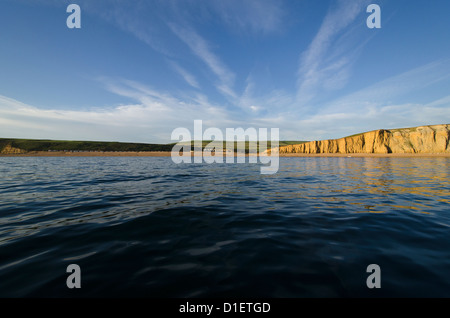 Le parc de vacances d'eau douce et Burton Burton Bradstock, Falaise, Côte Jurassique, Dorset Banque D'Images