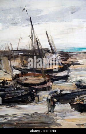 La peinture de bateaux de pêche dans le port de Dieppe Antoinne Vollen dans la collection du musée Mesdag, La Haye, Pays-Bas Banque D'Images