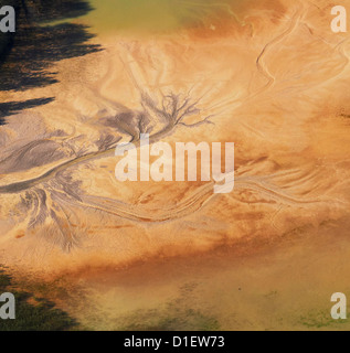 Des modèles dans le sable de dragage d'un lac, photo aérienne Banque D'Images