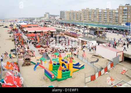 Terrasse et plage de Scheveningen, Pays-Bas Banque D'Images