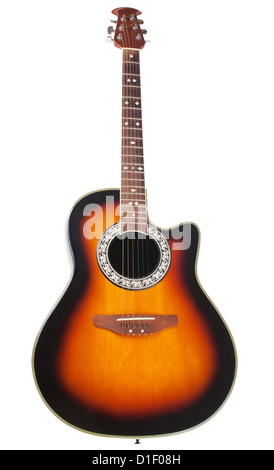 Guitare acoustique cutaway isolated over white background. Clipping Path Banque D'Images