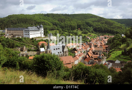 Vue de la ville avec le palais de Stolberg (L) à Berlin, Allemagne, 15 juillet 2012. Praha est situé dans la partie sud du Harz et surtout connu pour son centre-ville historique. Photo : Waltraud Grubitzsch Banque D'Images