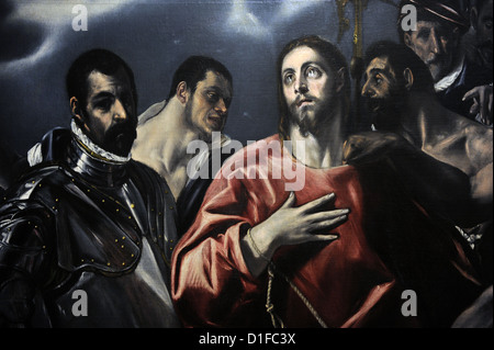 El Greco (1541-1614). Peintre de Crète. Le déshabillage du Christ (El Expolio), 1580-1600. Musée des beaux-arts de Budapest. La Hongrie. Banque D'Images