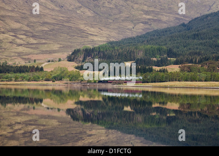 La rébellion jacobite, Fort William à Mallaig railway, Loch Eil, Lochaber, Ecosse, Royaume-Uni, Europe Banque D'Images