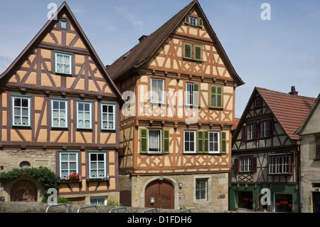 Colombages et brique médiévale maisons intercalaires de Marbach am Neckar, Baden Wurtemberg, Allemagne, Europe Banque D'Images