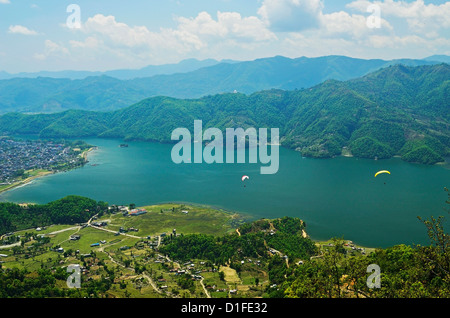 Vue de Phewa Tal, Sarangkot, Gandaki Zone, Région de l'Ouest, le Népal, Asie Banque D'Images