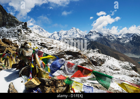 Vue de Renjo Pass de l'Everest de l'Himalaya, parc national de Sagarmatha, district de Solukhumbu, Purwanchal, Népal Banque D'Images