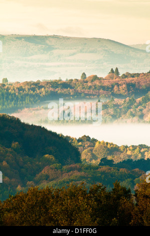 Vue nord-ouest à travers Redford et Milland à côté de l'ancienne colline sur Woolbeding commun, West Sussex, UK. Octobre. Banque D'Images