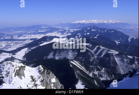 Vue de la Zapadne Tatry - Rohace du sommet de Velky Choc dans Chocske vrchy, la Slovaquie. Banque D'Images