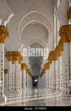 La Mosquée Sheikh Zayed, Abu Dhabi, Émirats arabes unis, Moyen Orient Banque D'Images