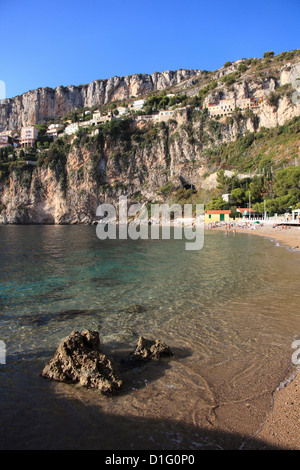 La plage Mala, Cap d'Ail, Provence, Cote d'Azur, d'Azur, Méditerranée, France, Europe Banque D'Images