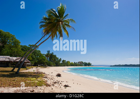 Plage de sable blanc à Port Orly, Île d'Espiritu Santo, Vanuatu, Pacifique Sud, Pacifique Banque D'Images