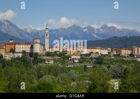 Vue de la ville et du Duomo de San Martino, Belluno, province de Belluno, Vénétie, Italie, Europe Banque D'Images