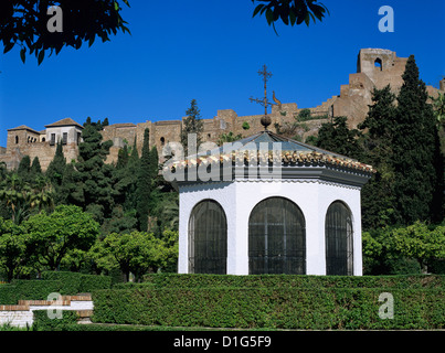 Vu de l'Alcazaba jardins, Malaga, Andalousie, Espagne, Europe Banque D'Images