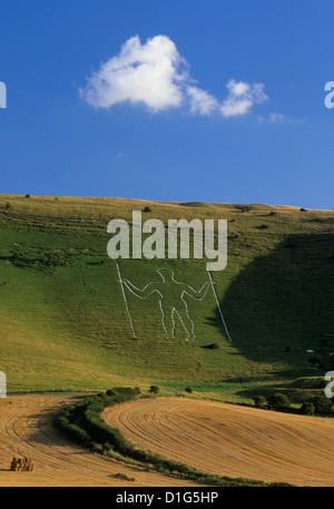 Long Man de Wilmington Wilmington, figure la craie, East Sussex, Angleterre, Royaume-Uni, Europe Banque D'Images