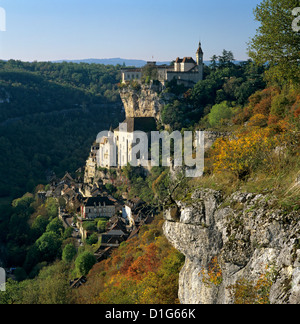 Vue d'automne, Rocamadour, Lot, Midi-Pyrénées, France, Europe Banque D'Images