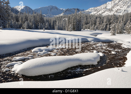 Le printemps en hiver, bassin de l'anéroïde, montagnes Wallowa, Oregon. Banque D'Images