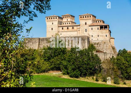 Le château de Torrechiara, Emilia-Romagna, Italie Banque D'Images