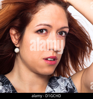 Close up of young femme triste à pleurer. Banque D'Images