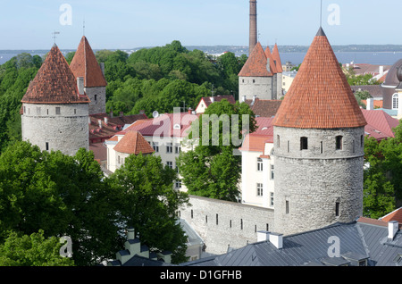 Tours sur mur de la ville, vieille ville, Tallinn, Estonie, Europe Banque D'Images