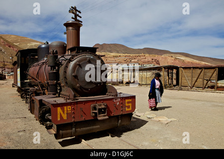 La vieille ville fantôme minière de Pulacayo, patrimoine industriel, a lié à Butch Cassidy et le Sundance Kid, Bolivie Banque D'Images