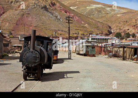 La vieille ville fantôme minière de Pulacayo, patrimoine industriel, a lié à Butch Cassidy et le Sundance Kid, Bolivie Banque D'Images